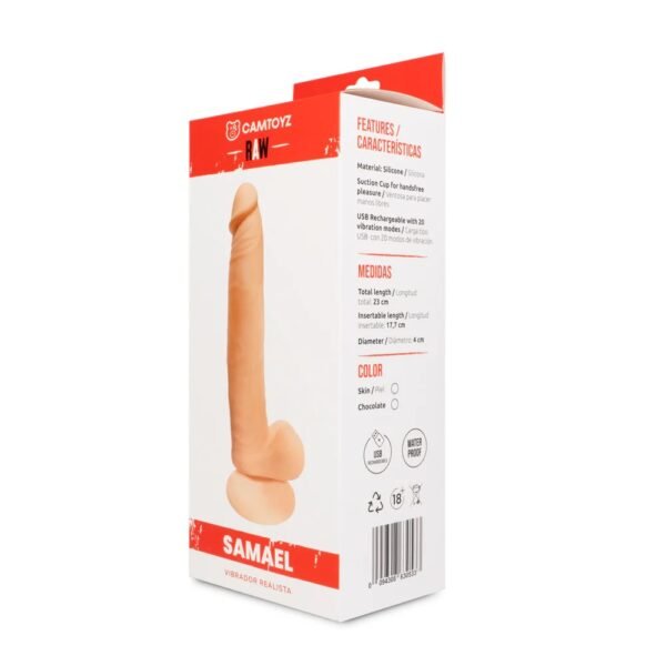 Vibrador realista Samael con chupa de succión de 9" Vibrador realista Samael con chupa de succión de 9"