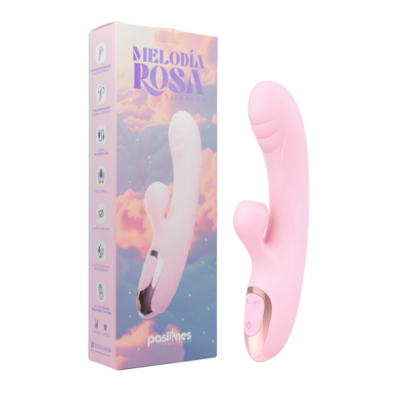Vibrador Melodia Rosa con Succión